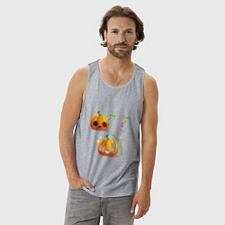 Майка мужская хлопок Тыква и свечка, цвет: меланж — фото 2