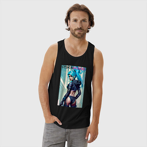 Мужская майка Кибер Барби - фантазия - нейросеть / Черный – фото 3