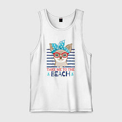 Майка мужская хлопок Take me to the beach, цвет: белый