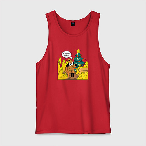 Мужская майка 2024 - this is fine / Красный – фото 1