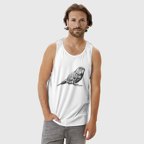 Мужская майка Любопытный попугай / Белый – фото 3