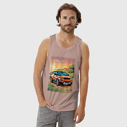 Майка мужская хлопок Land rover evoque, цвет: пыльно-розовый — фото 2