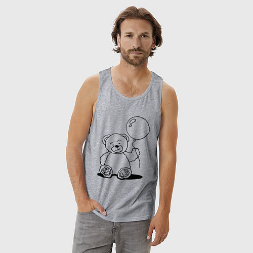 Мужская майка Мишка с воздушным шариком - раскраска / Меланж – фото 3