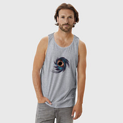 Майка мужская хлопок Черная дыра с планетами и звездами, цвет: меланж — фото 2
