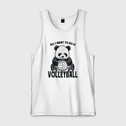 Майка мужская хлопок Panda volleyball, цвет: белый