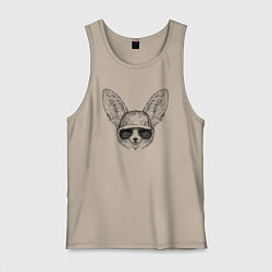 Майка мужская хлопок Фенек в очках, цвет: миндальный