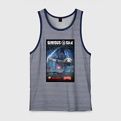 Майка мужская хлопок Serious Sam 1 - second encounter, цвет: синяя тельняшка