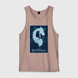 Майка мужская хлопок Мононоке волчица, цвет: пыльно-розовый