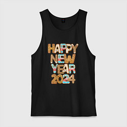 Майка мужская хлопок С новым годом 2024!, цвет: черный