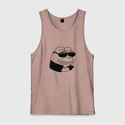 Майка мужская хлопок Лягушонок пепе в очках мем, цвет: пыльно-розовый