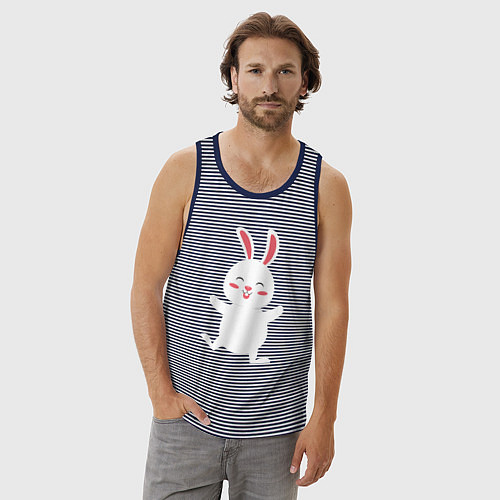 Мужская майка Весёлый кролик / Синяя тельняшка – фото 3