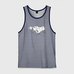 Майка мужская хлопок Формульный болид, цвет: синяя тельняшка