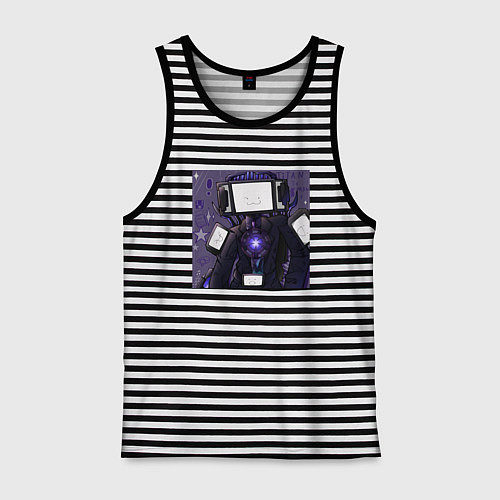 Мужская майка Funny Titan TV Man / Черная тельняшка – фото 1