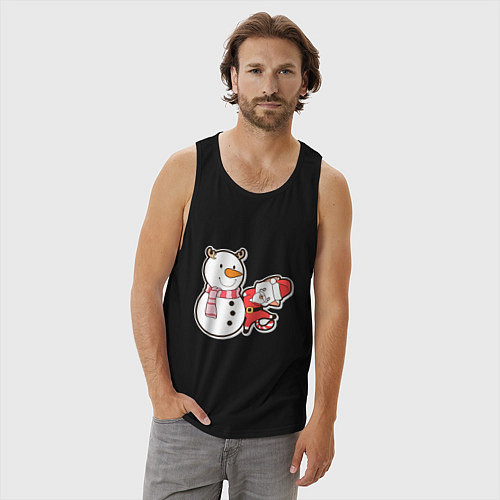 Мужская майка Новогодние котики / Черный – фото 3