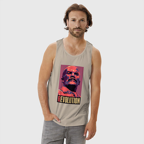 Мужская майка Lenin revolution / Миндальный – фото 3