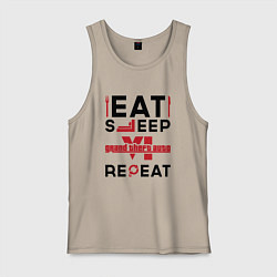 Майка мужская хлопок Надпись: eat sleep GTA6 repeat, цвет: миндальный