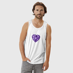 Майка мужская хлопок Фиолетовое алмазное сердце, цвет: белый — фото 2