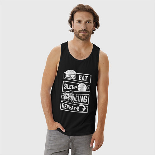 Мужская майка Еда сон боулинг / Черный – фото 3