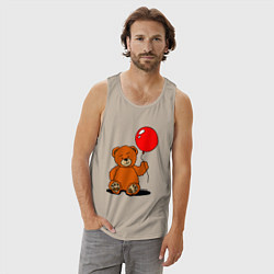 Майка мужская хлопок Плюшевый медведь с воздушным шариком, цвет: миндальный — фото 2