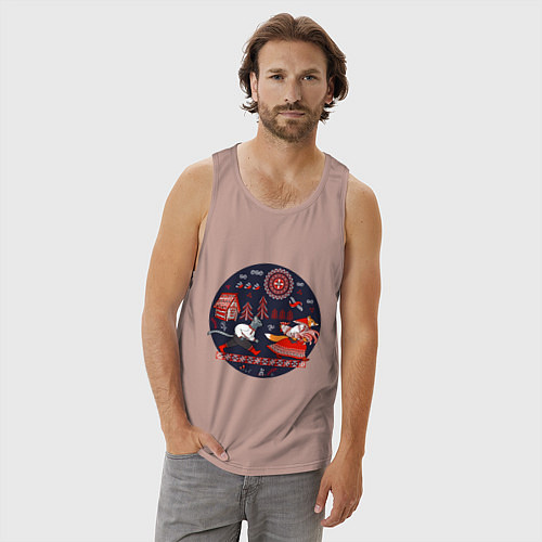 Мужская майка Кот и лиса из сказки / Пыльно-розовый – фото 3