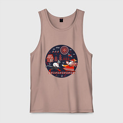 Майка мужская хлопок Кот и лиса из сказки, цвет: пыльно-розовый