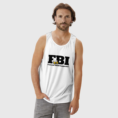 Мужская майка FBI - famous beer inspector / Белый – фото 3