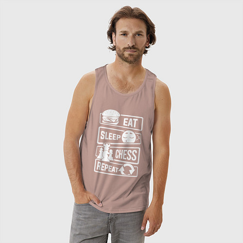 Мужская майка Еда сон шахматы / Пыльно-розовый – фото 3