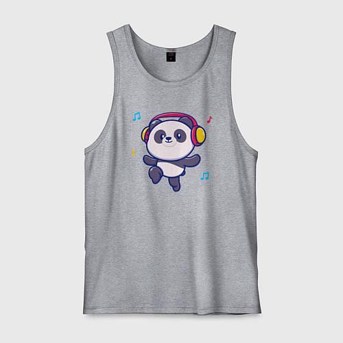 Мужская майка Music panda / Меланж – фото 1