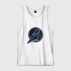 Майка мужская хлопок Ворон черный, цвет: белый