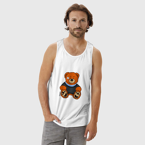 Мужская майка Медведь Вова с пластырем / Белый – фото 3