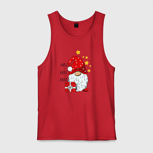 Мужская майка Милый гном с подарком / Красный – фото 1