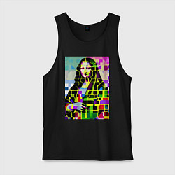 Майка мужская хлопок Mona Lisa - mosaic pop art, цвет: черный