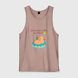 Мужская майка Мем капибара и пончик: не падай духом