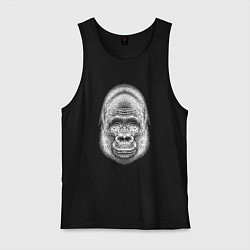Майка мужская хлопок Морда веселой гориллы, цвет: черный