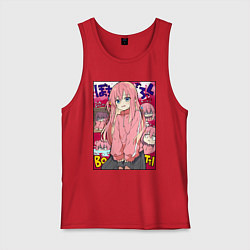 Майка мужская хлопок Неуверенная Хитори - Bocchi the Rock, цвет: красный