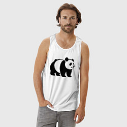 Майка мужская хлопок Стоящая на четырёх лапах чёрная панда, цвет: белый — фото 2