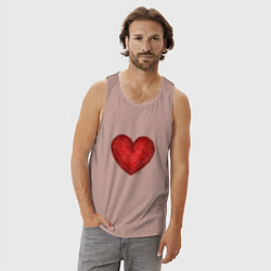 Майка мужская хлопок Красное сердце нарисованное карандашами, цвет: пыльно-розовый — фото 2