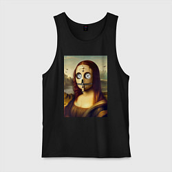 Майка мужская хлопок Mona Lisa in a mask - steampunk, цвет: черный