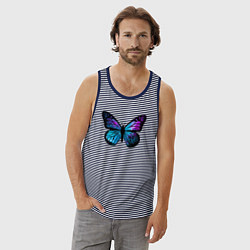 Майка мужская хлопок Космическая бабочка, цвет: синяя тельняшка — фото 2