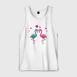 Майка мужская хлопок Flamingo love, цвет: белый