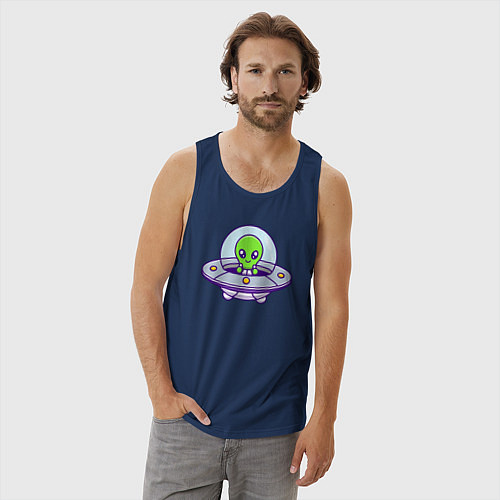 Мужская майка Green alien / Тёмно-синий – фото 3