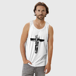 Майка мужская хлопок Крест фактурный, цвет: белый — фото 2