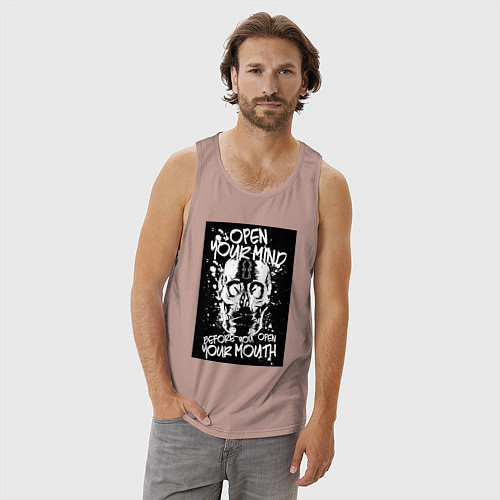 Мужская майка Подумай прежде чем говорить / Пыльно-розовый – фото 3