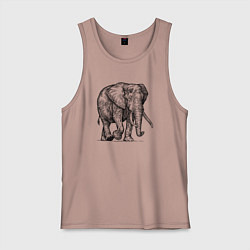 Майка мужская хлопок Слон идет, цвет: пыльно-розовый