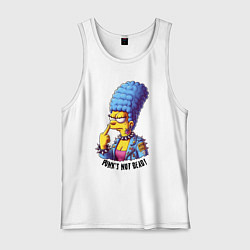 Майка мужская хлопок Marge Simpson - punks not dead motto, цвет: белый