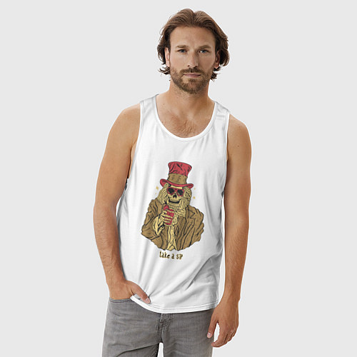 Мужская майка Скелет с коктейлем / Белый – фото 3