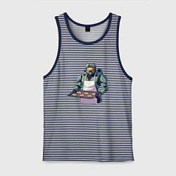 Майка мужская хлопок Мастер Чиф halo, цвет: синяя тельняшка