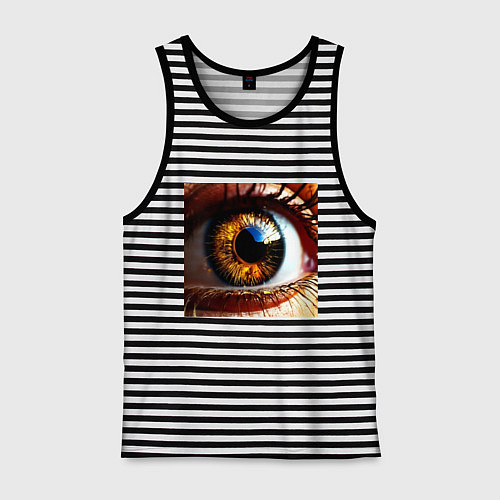 Мужская майка Золотой карий глаз в стиле стимпанк / Черная тельняшка – фото 1