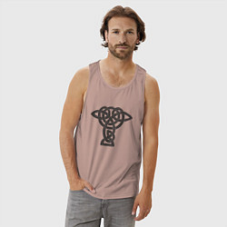 Майка мужская хлопок Скандинавский черный узор, цвет: пыльно-розовый — фото 2