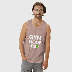 Майка мужская хлопок Gym mode on, цвет: пыльно-розовый — фото 2